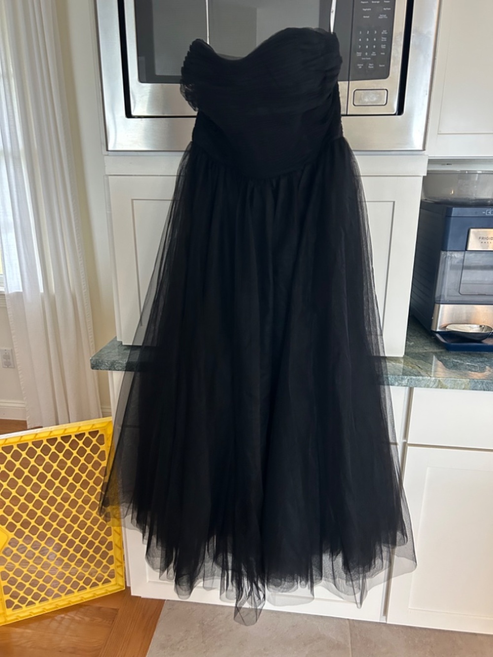 Black Tulle Strapless Maxi Dress